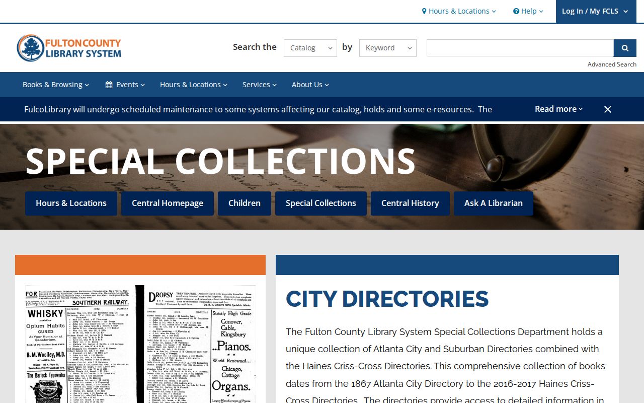 Fulton Central Library city directory collection serving Union City research