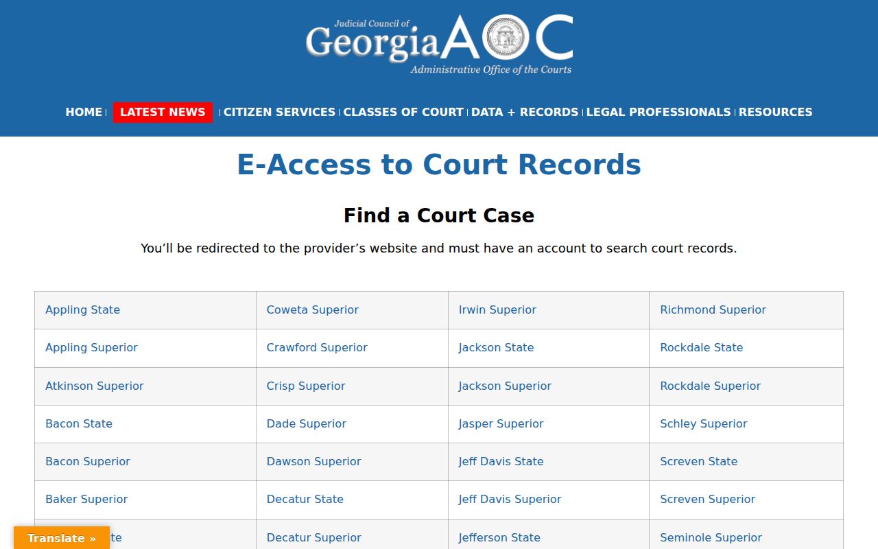 Union City residents directory Georgia court e-access guide