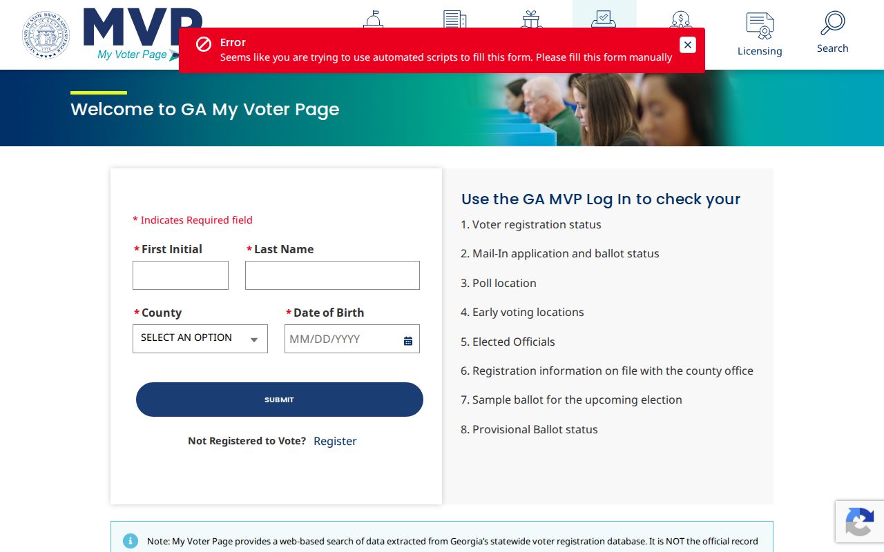 Union City residents directory Georgia voter lookup screen