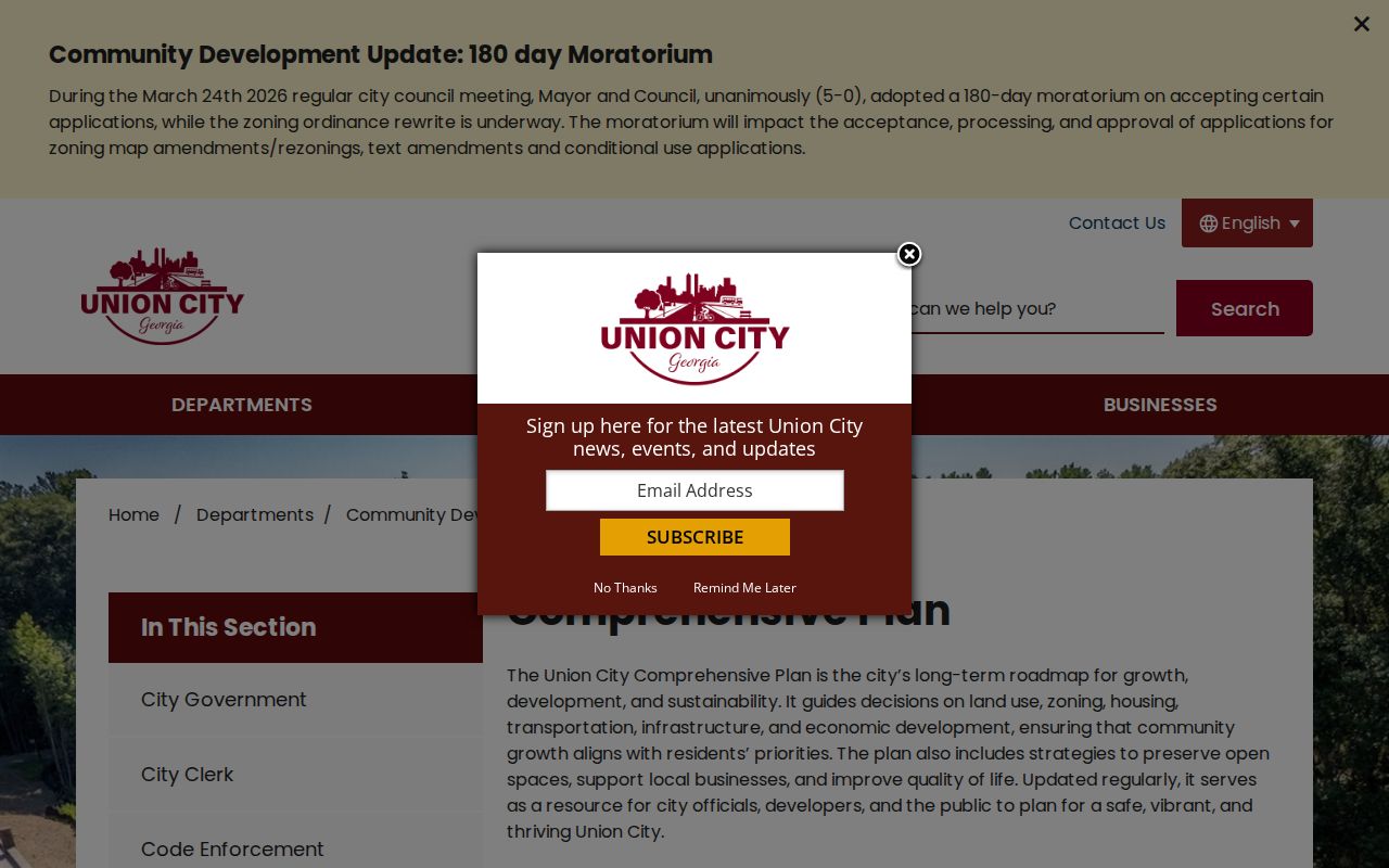 Union City residents directory comprehensive plan records