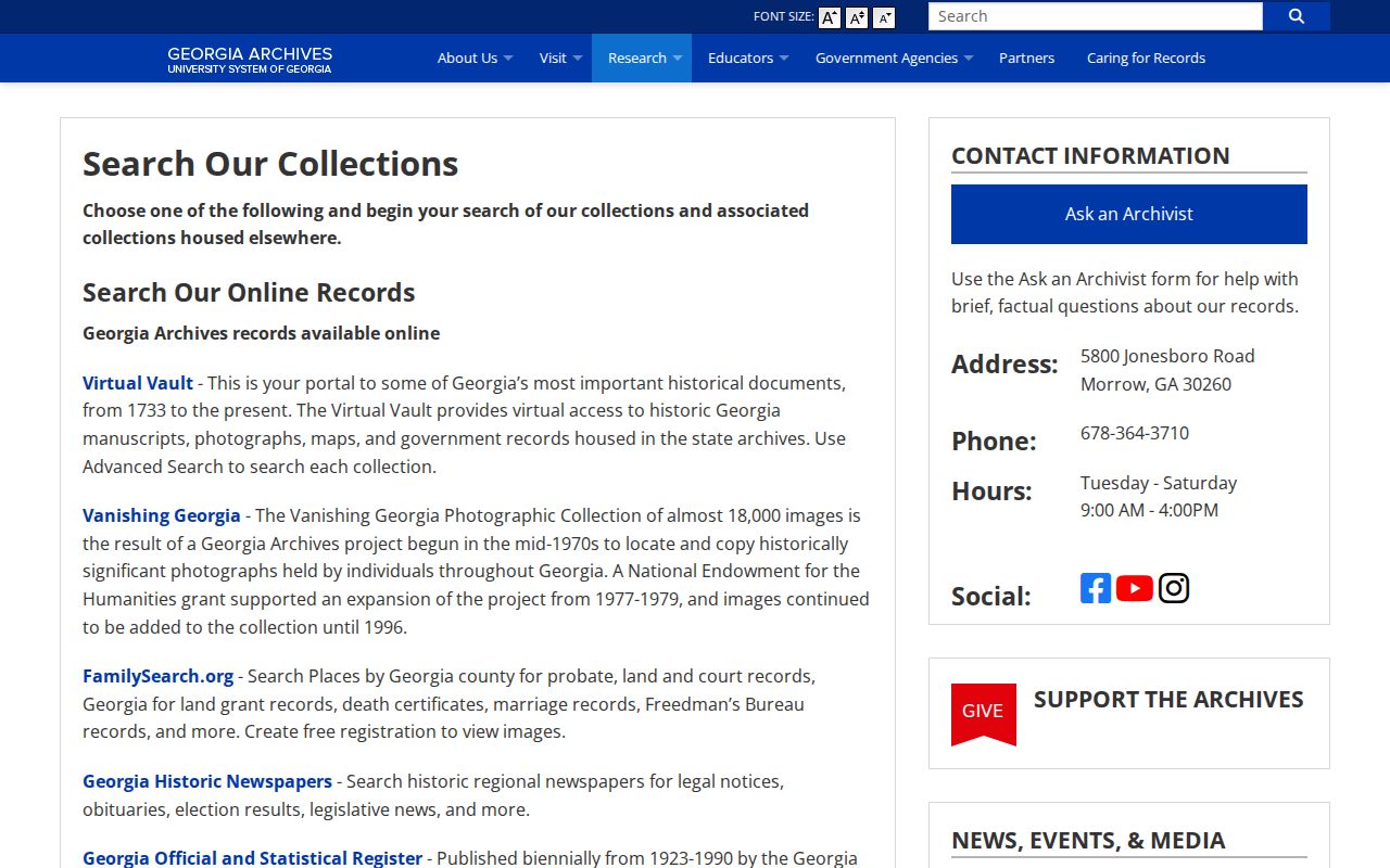 Georgia Archives research tools for tracing past Union City households and property history