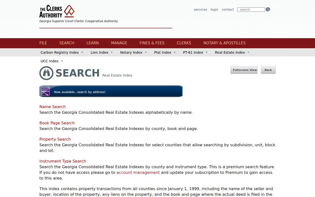 GSCCCA real-estate search used for Union City deed records